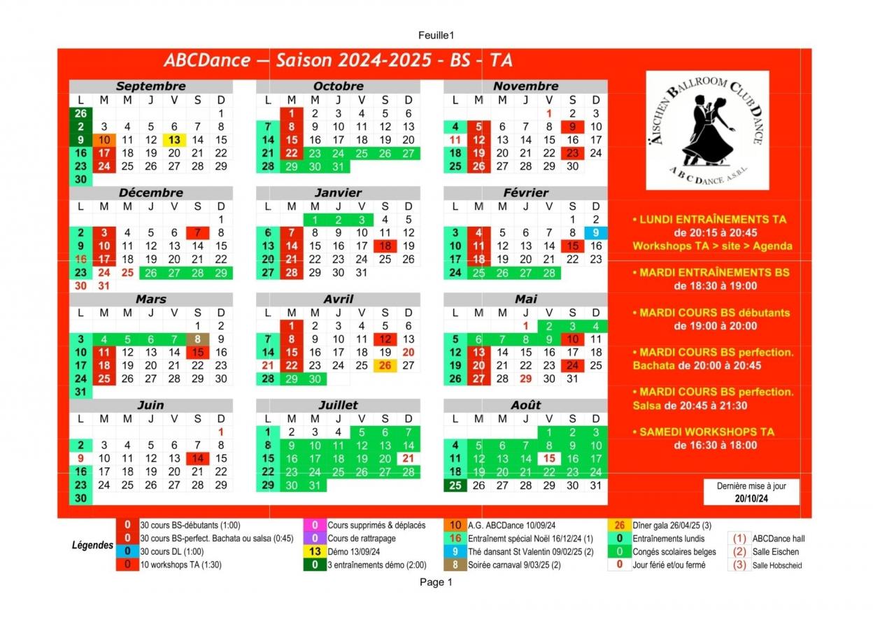 Calendrier 2024 25 bs ta