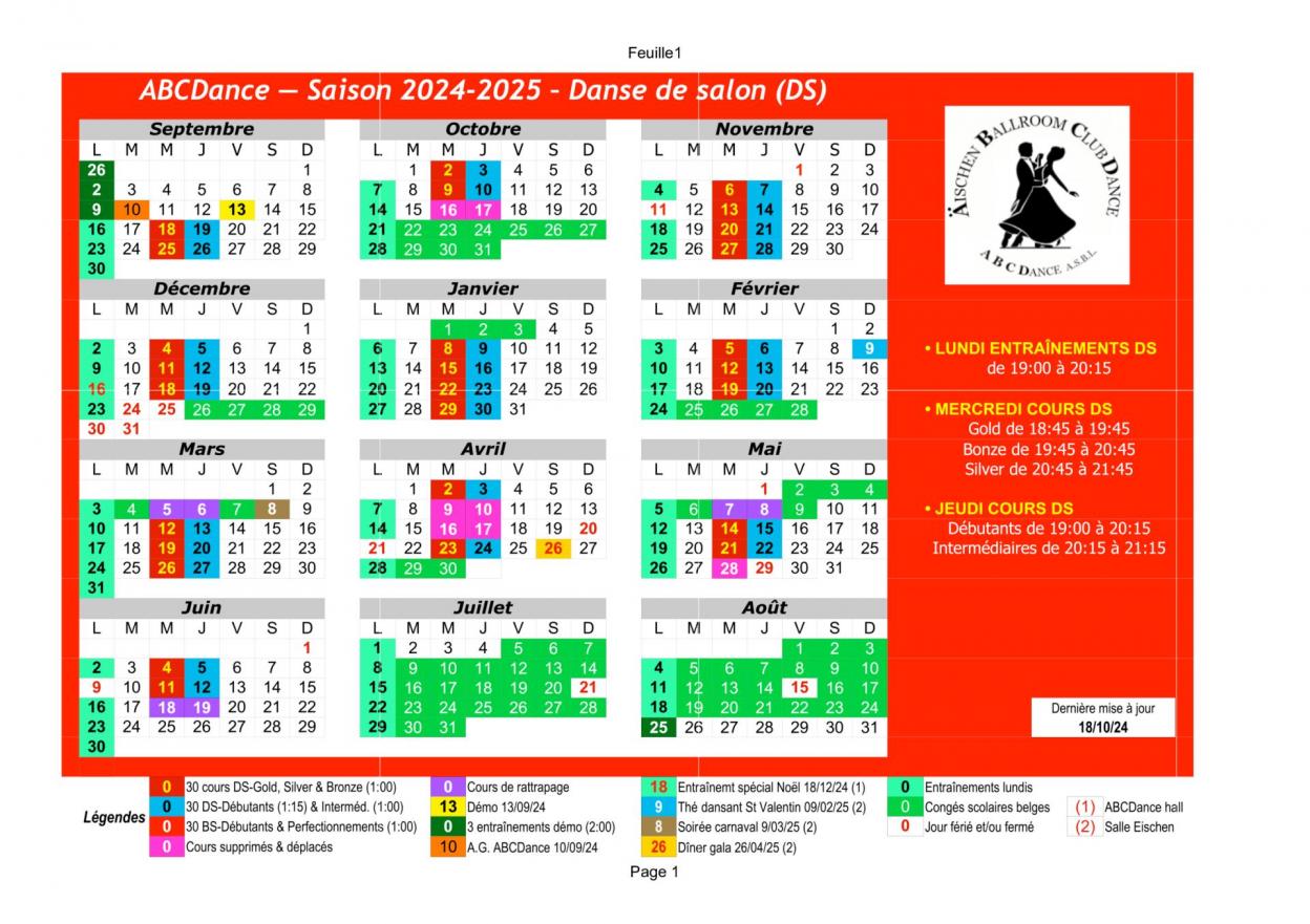 Calendrier 2024 25 ds